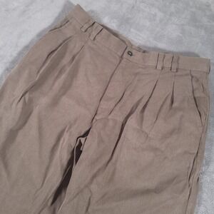 Tori Richard Corded Pants Mens 36 (Fits 36x31) Olive Pleated Relaxed Wide Leg